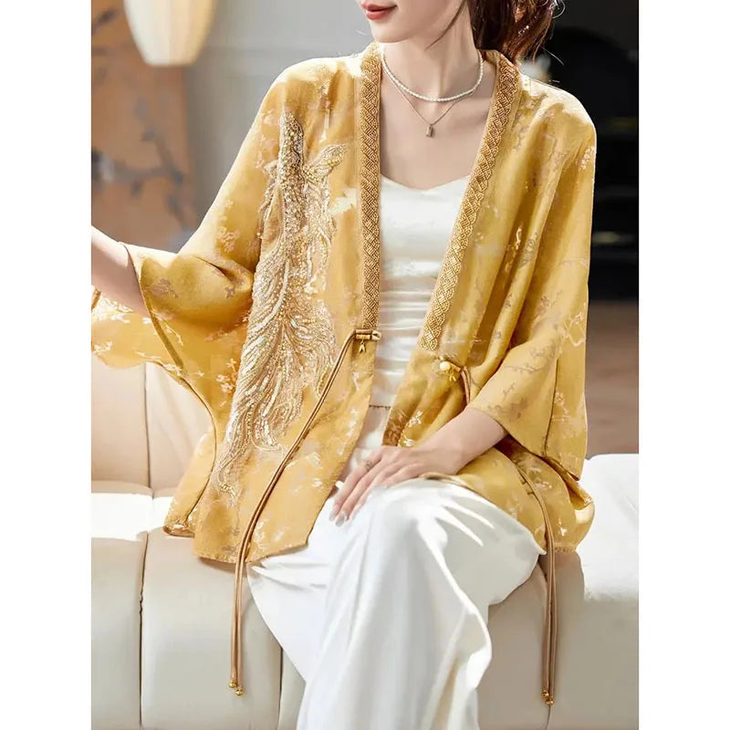 Veste Kimono Chic à Perles
