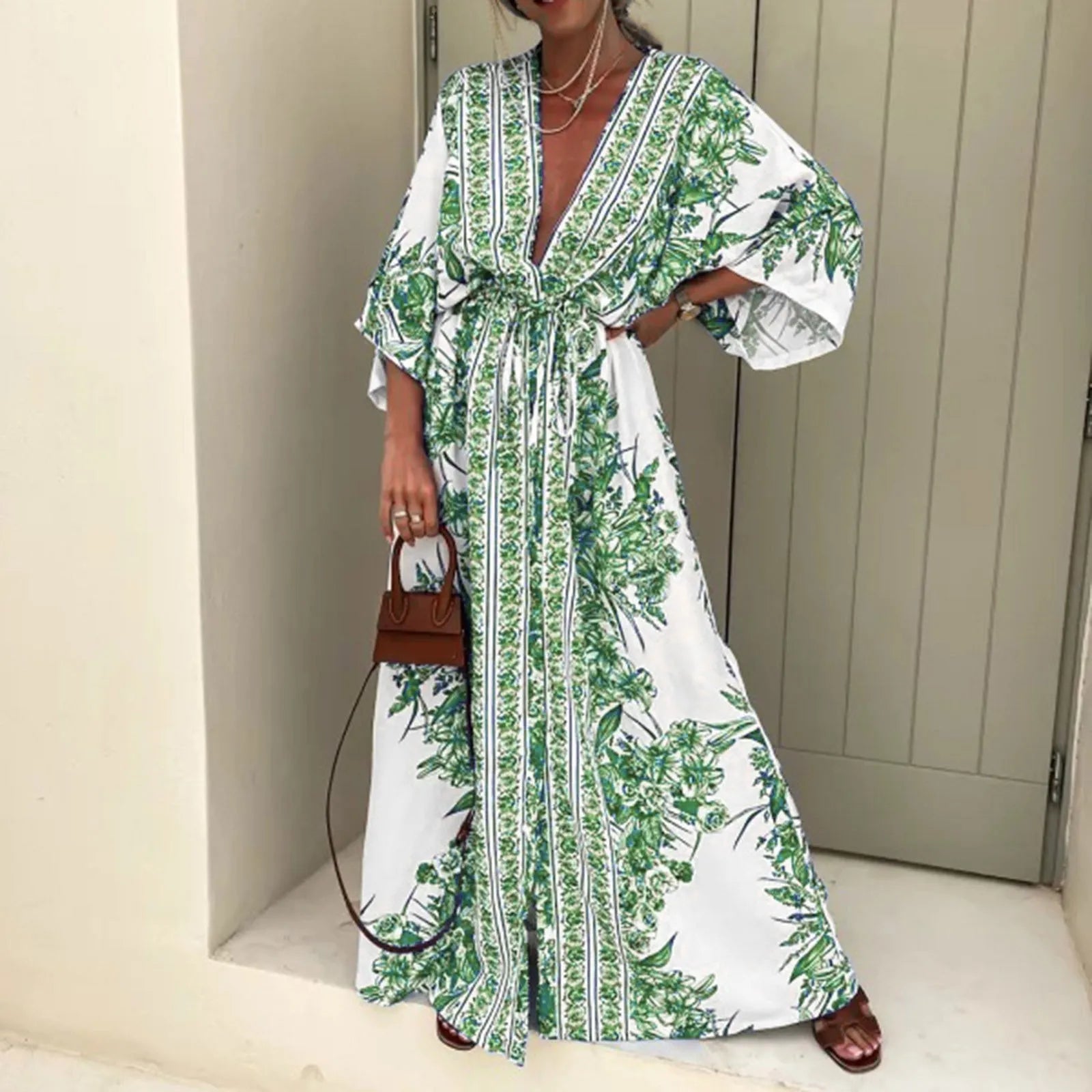Robe Kimono Ceinturée d’été fleurie

