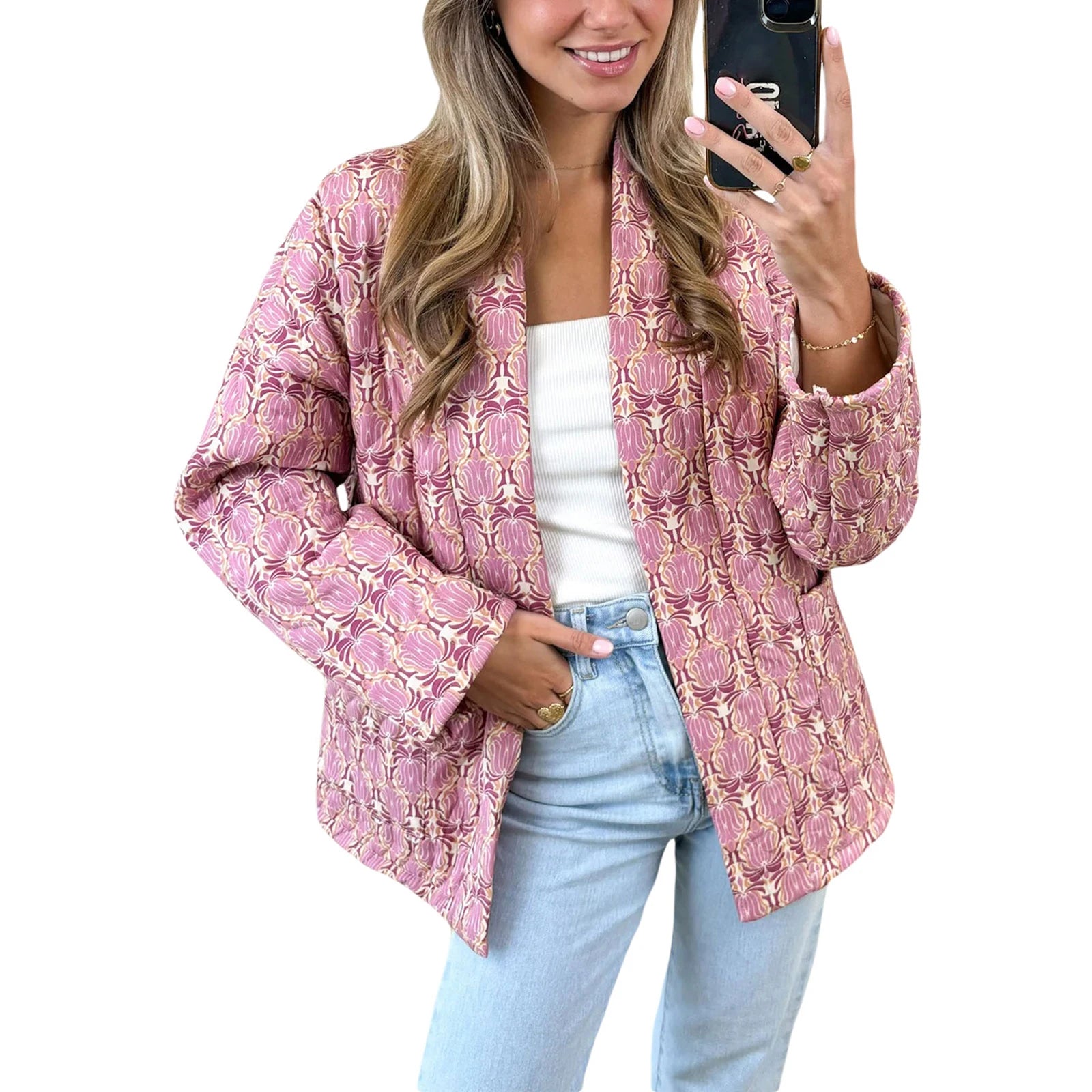 Veste Kimono Matelassée Design Violet