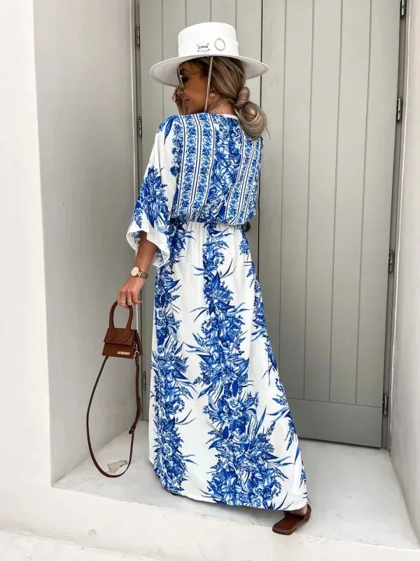 Robe Kimono Bleue Longue femme

