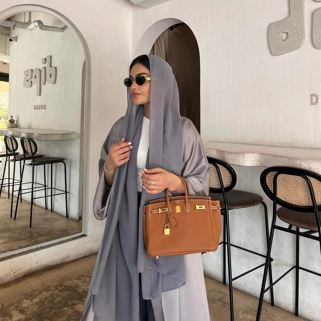 Kimono Abaya Soyeux Gris