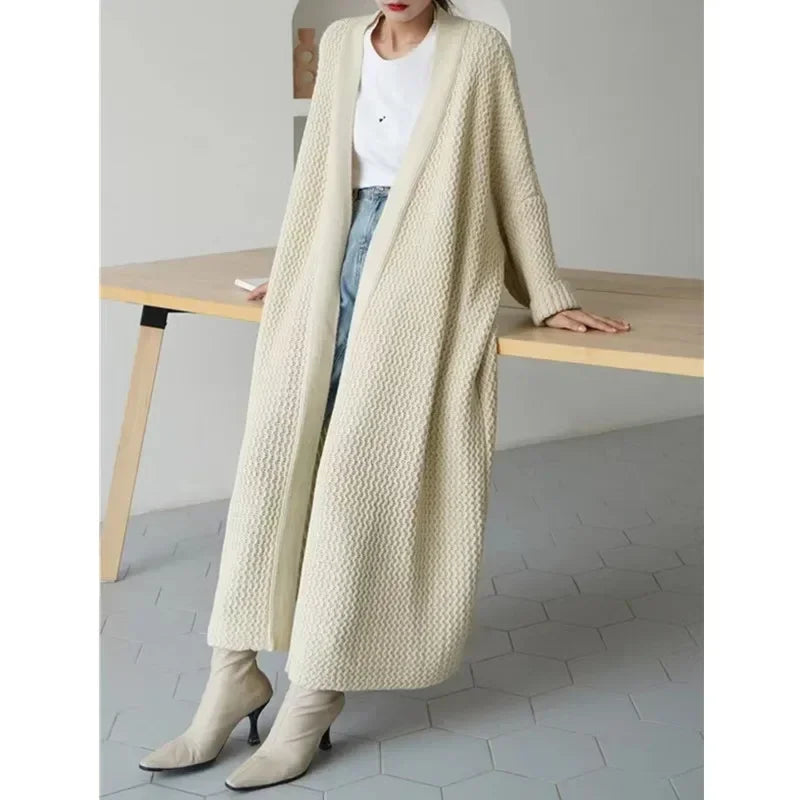 Manteau Kimono Maxi Tricot Blanc