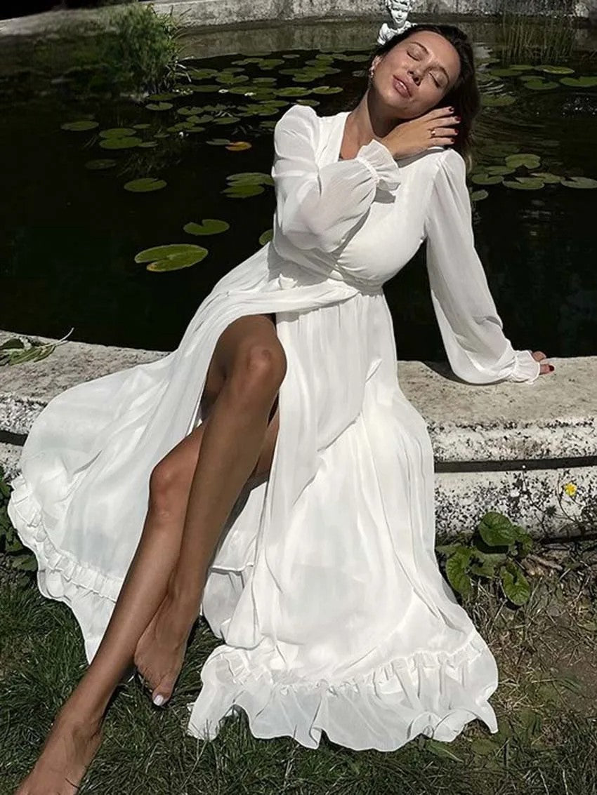 Robe Kimono Blanche Élégante longue