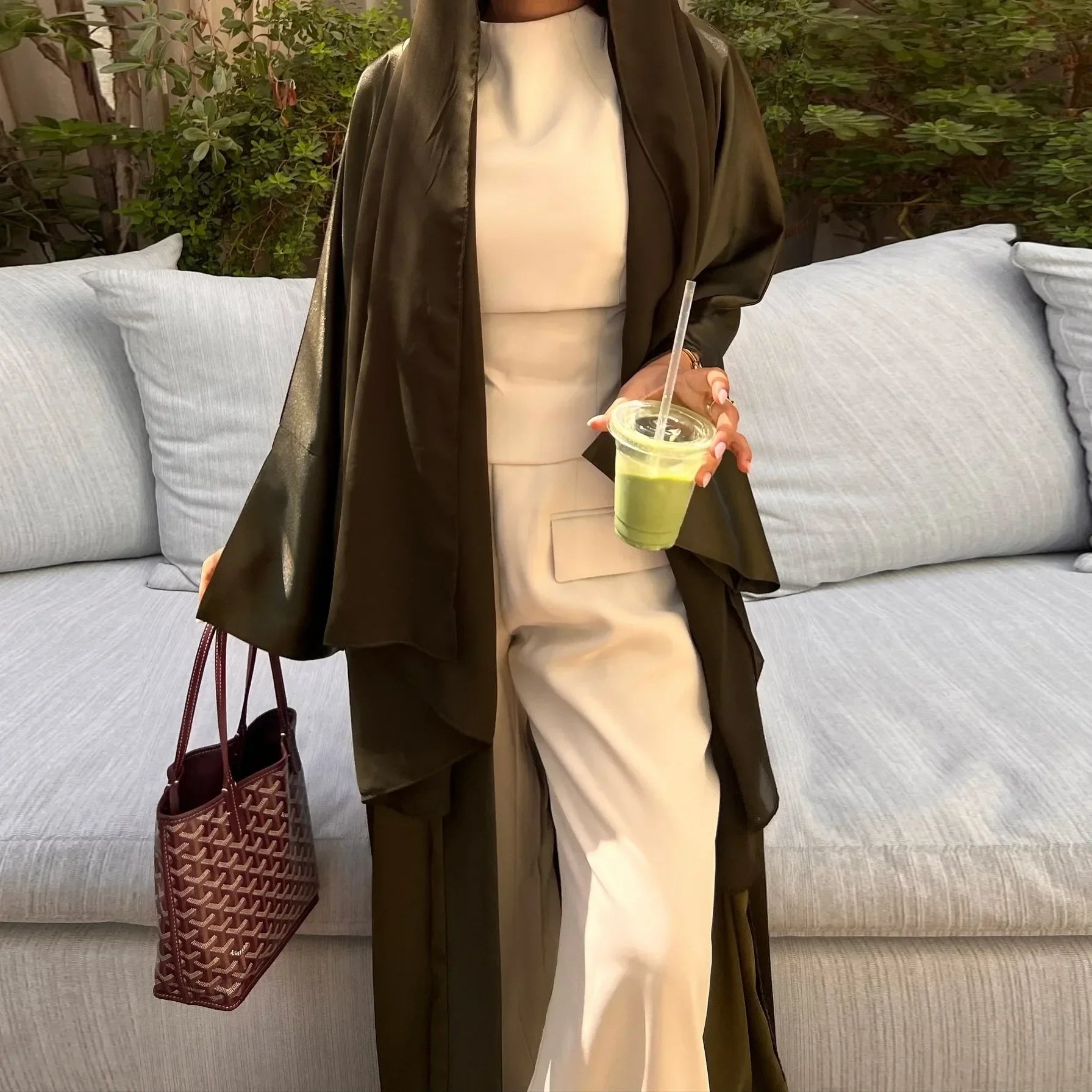 Abaya Kimono Verte Olive Léger