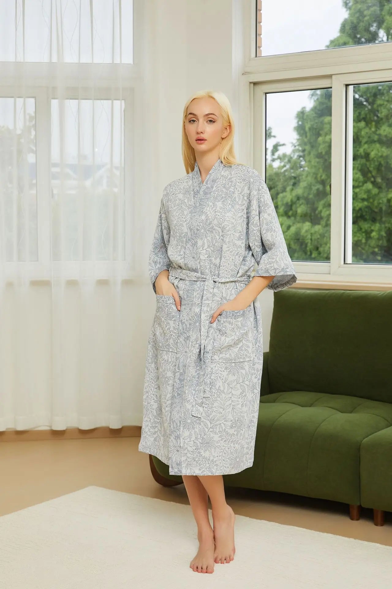 Veste Longue Kimono Turquoise