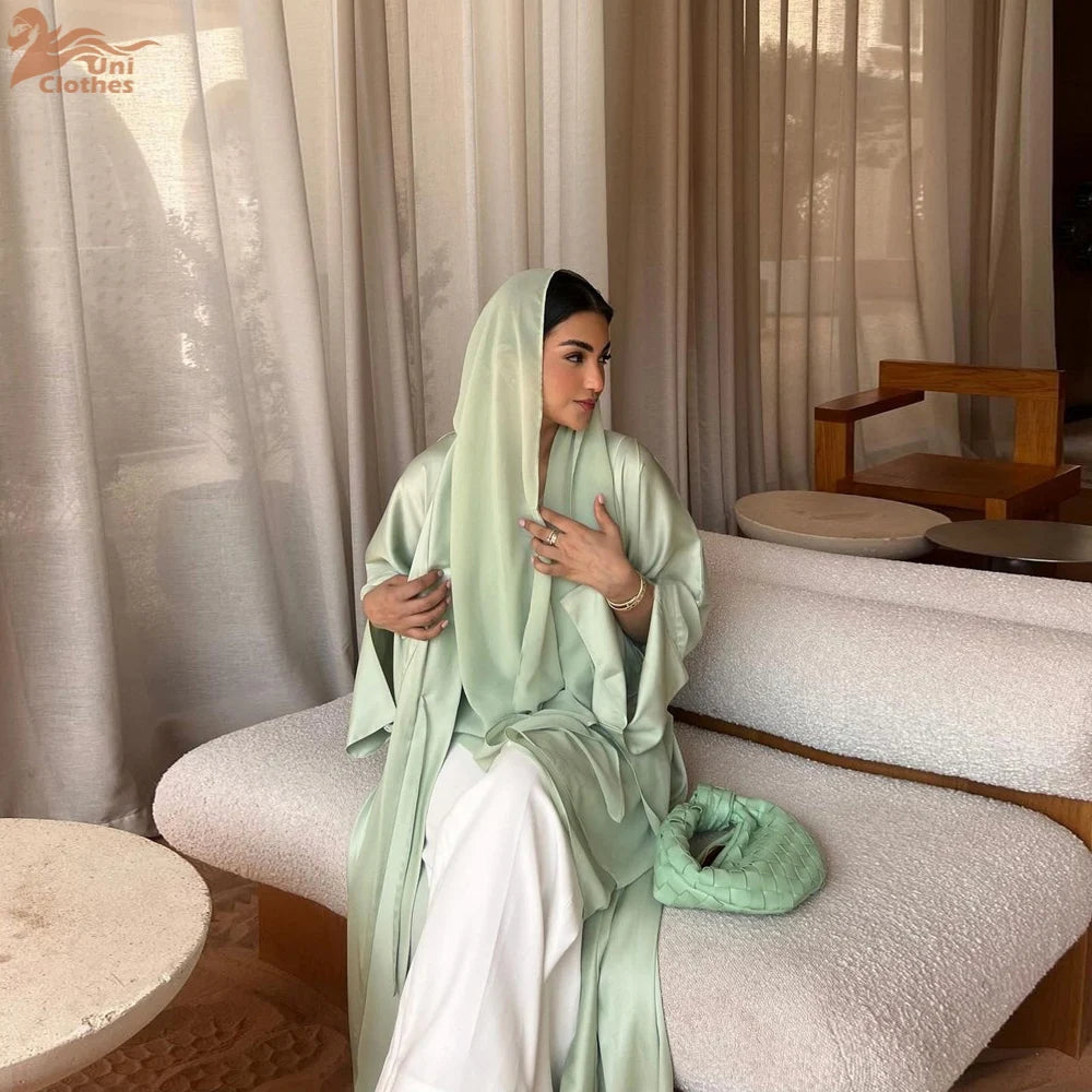 Kimono Abaya Vert Satiné