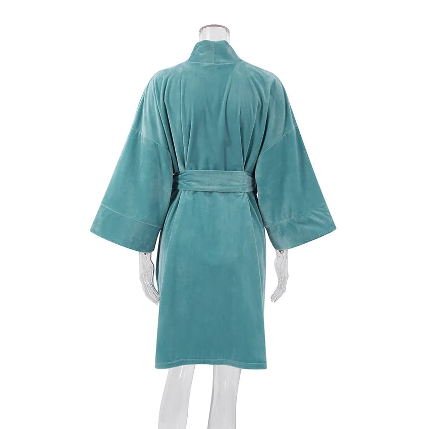 Peignoir Kimono Effet Velouté manches larges

