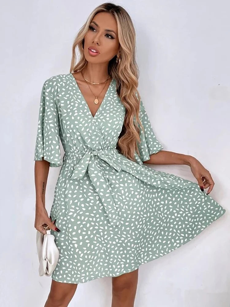 Mini Robe Kimono Vert