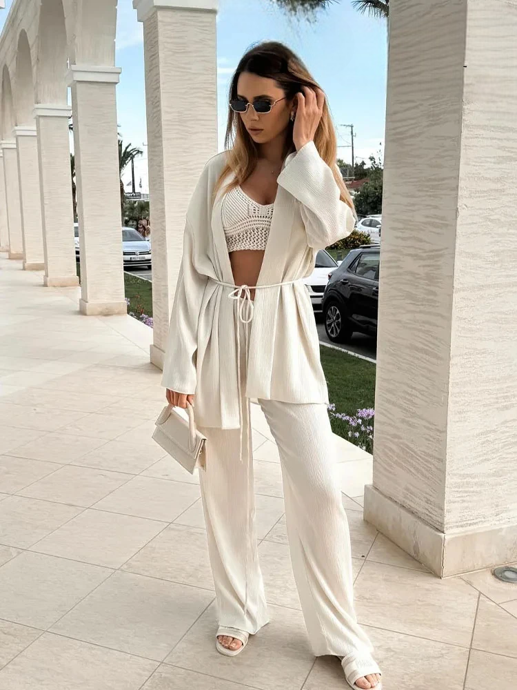 Ensemble Kimono Stylé Blanc Léger