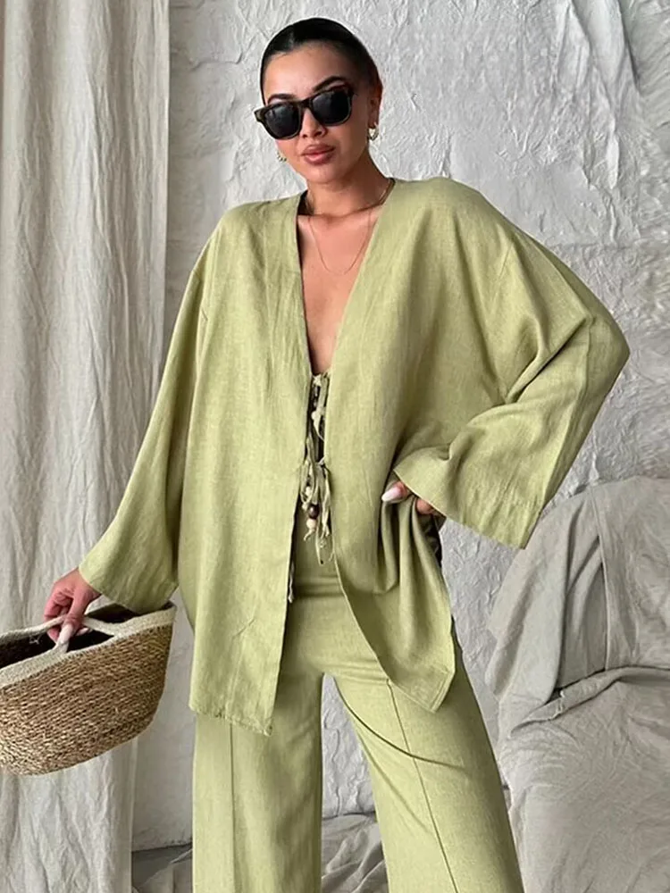 Ensemble Kimono Estival Vert Clair Confortable