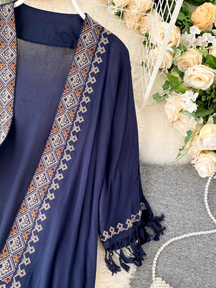Kimono Brodé Court Ethnique fluide