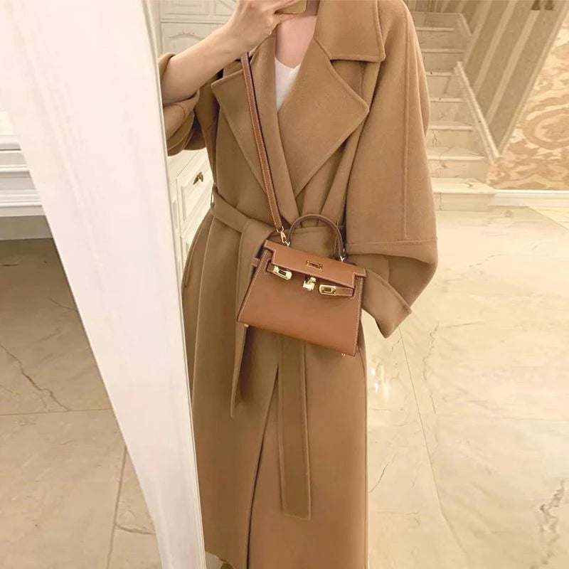 Manteau Epais Camel Élégant