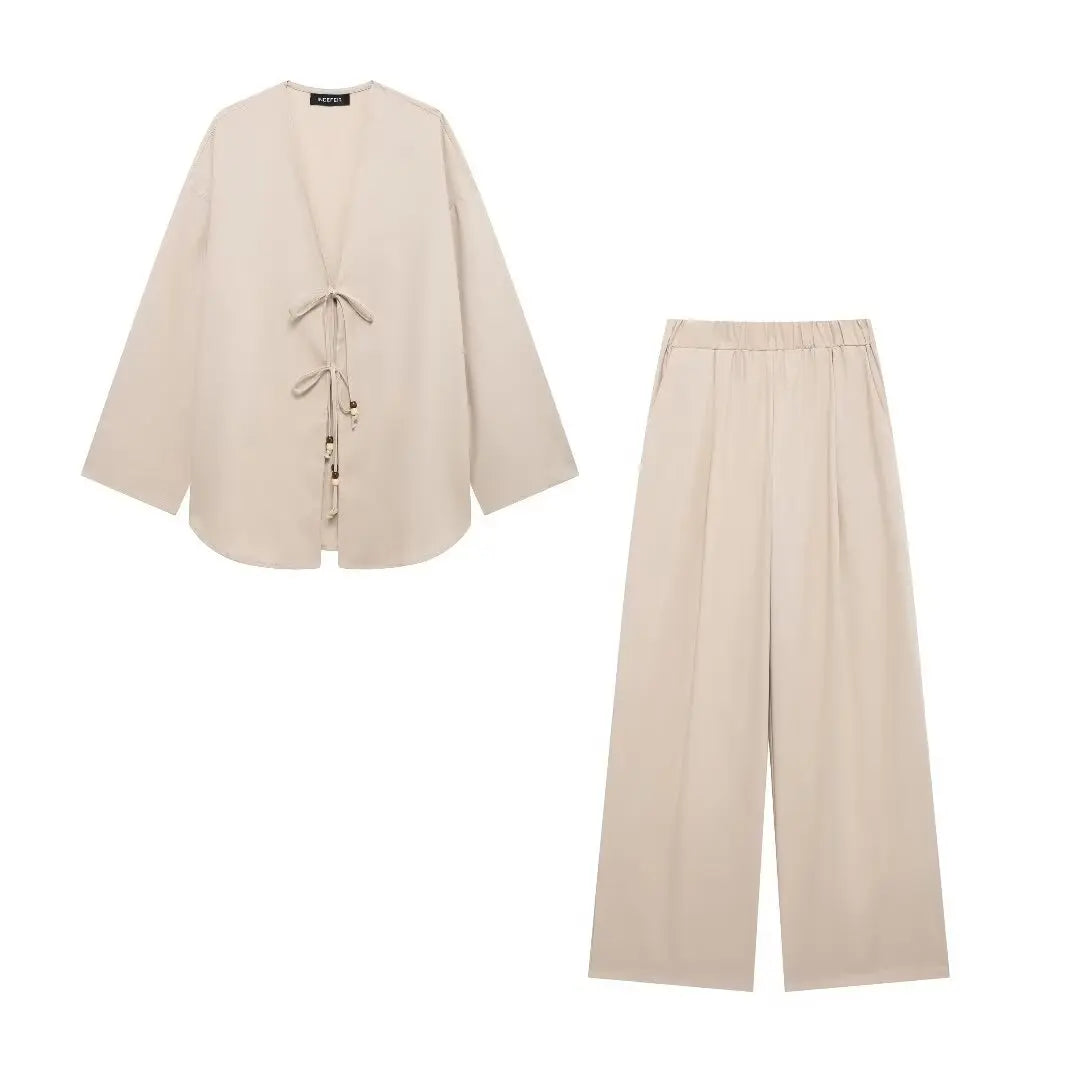 Ensemble Kimono Léger Beige Génial