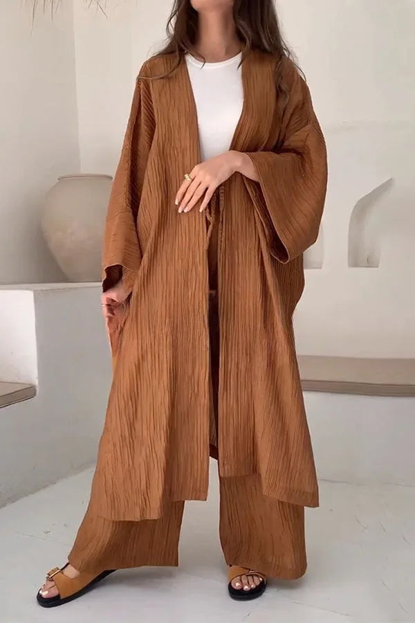 Ensemble Kimono Marron Large Léger