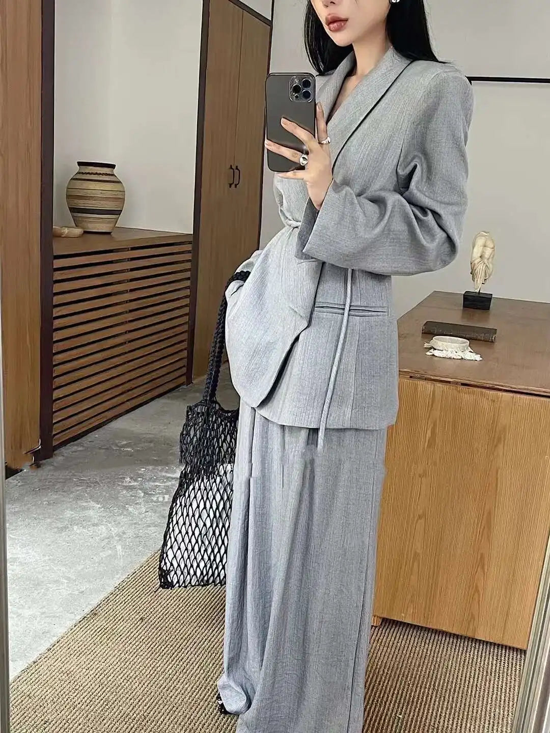 Ensemble Kimono Habillé Gris Stylé