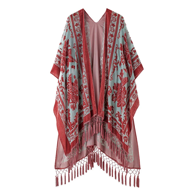 Kimono de Plage Bohème Original rouge