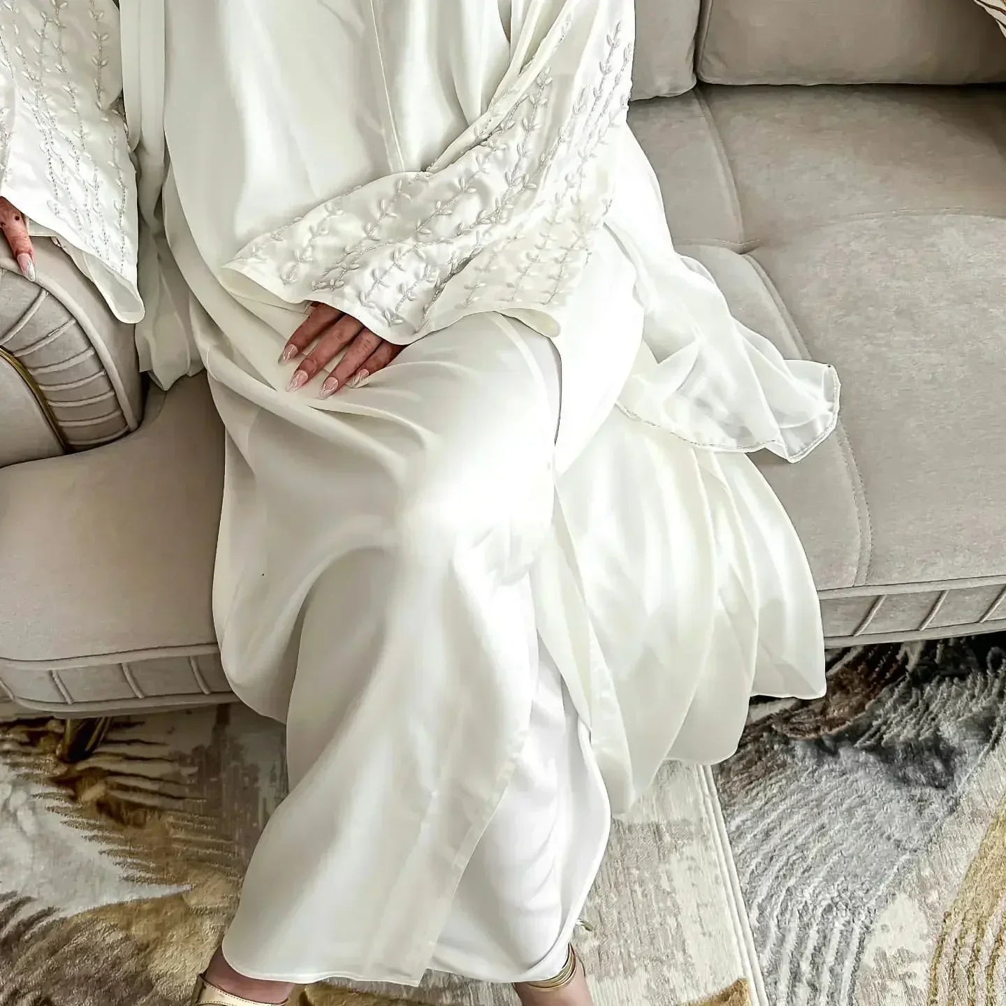Kimono Abaya Perlé Banc