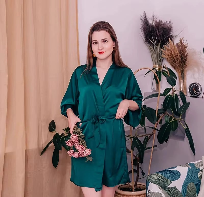 Kimono Satin Vert 