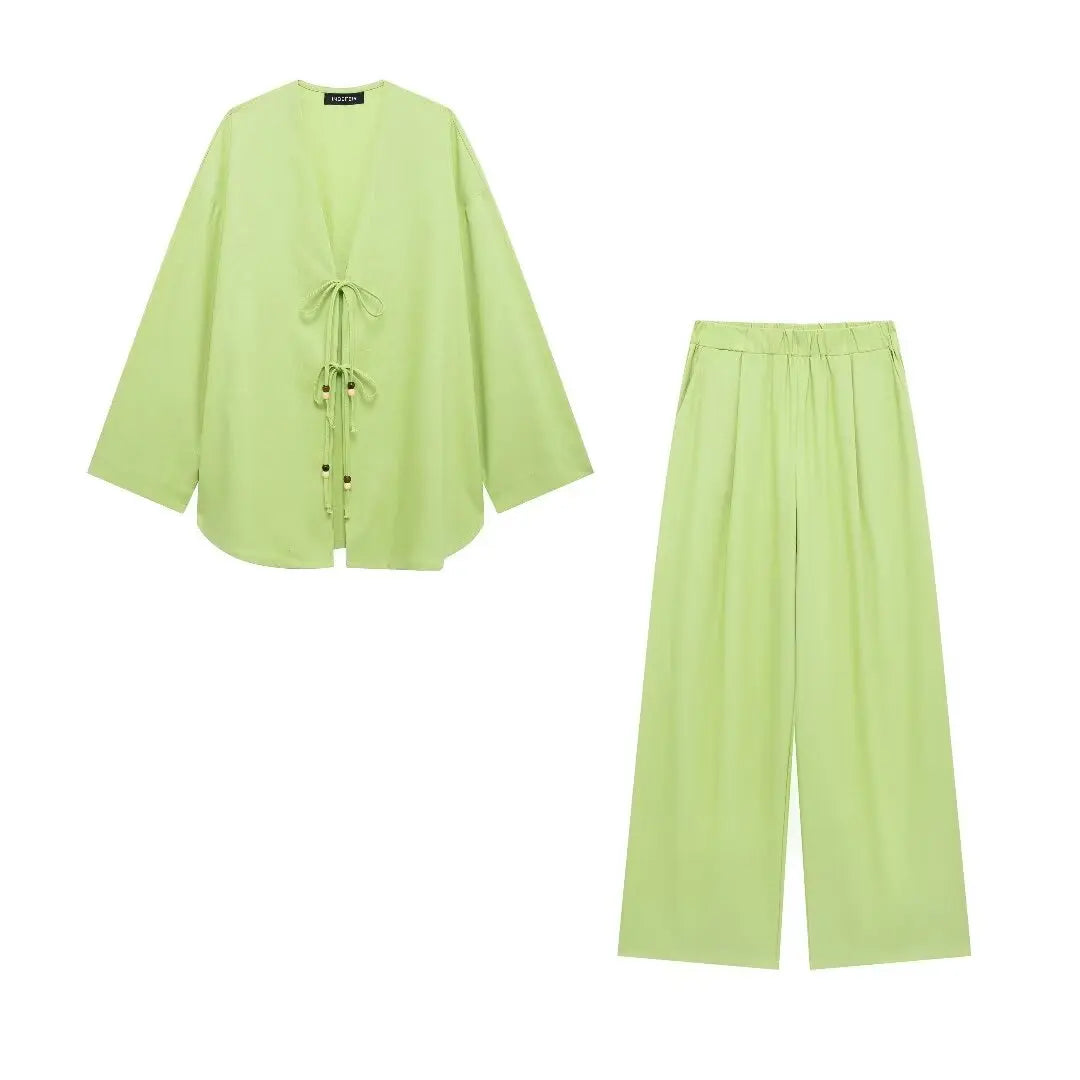 Ensemble Kimono Estival Vert Clair Génial
