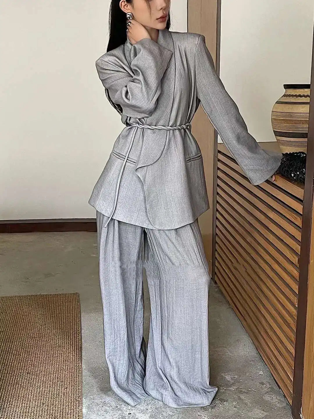 Ensemble Kimono Habillé Gris