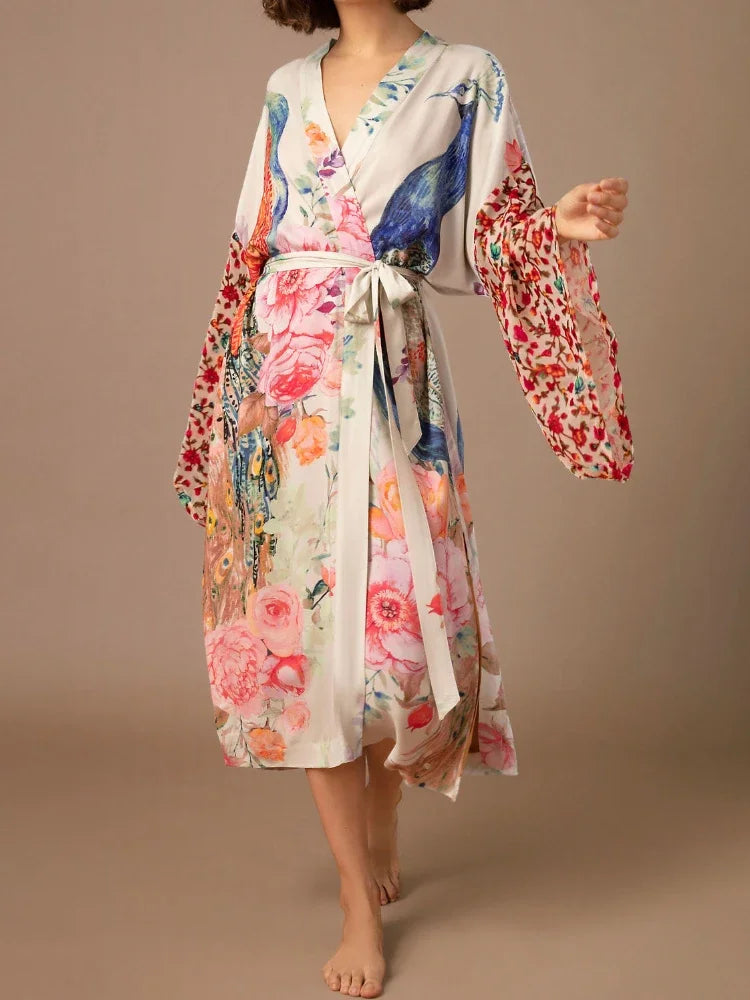 Veste Kimono Fleurie Femme