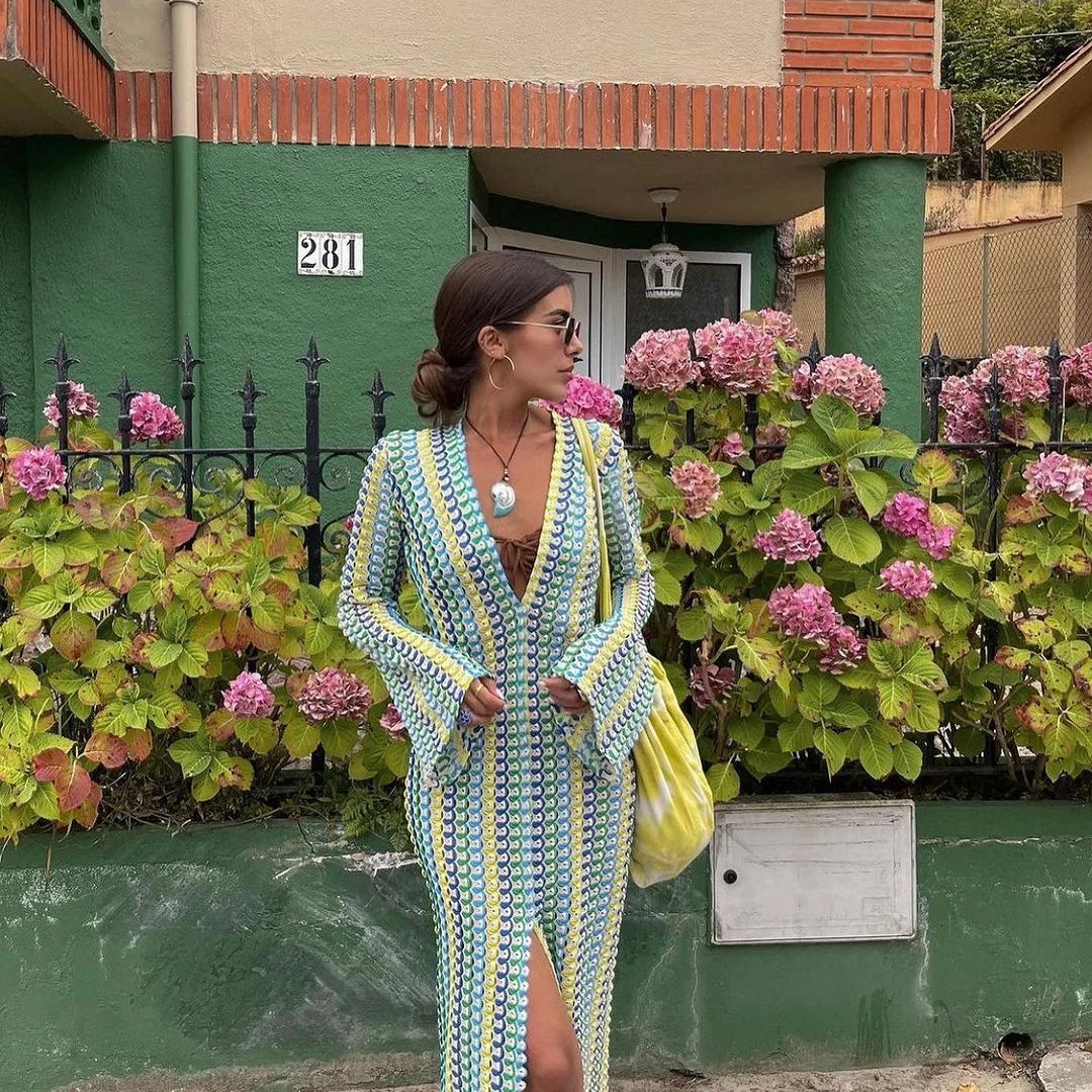 Robe Kimono Colorée Tricot