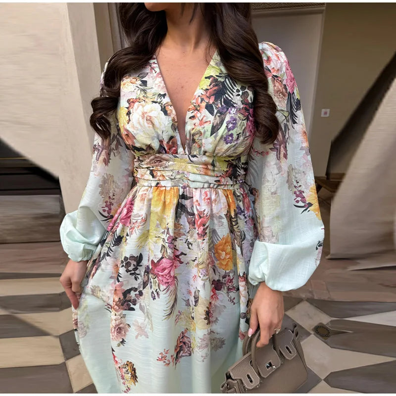 Robe Kimono à Manches Longue Fleurie chic