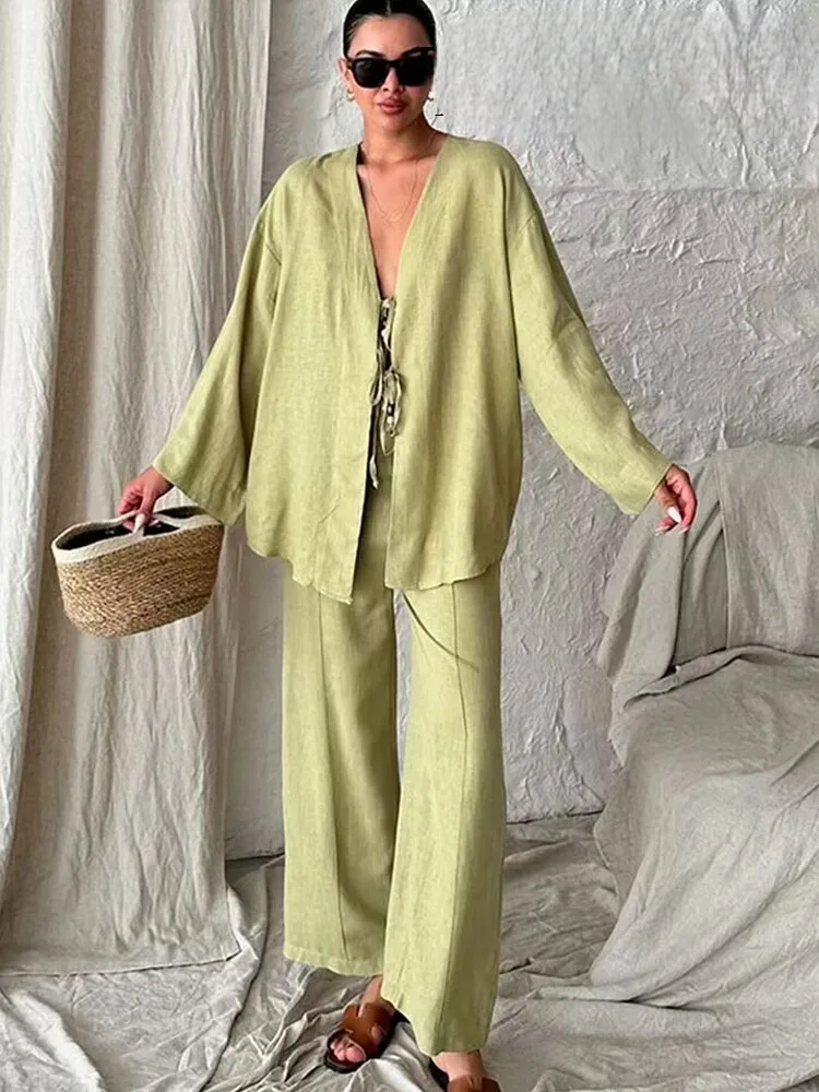 Ensemble Kimono Estival Vert Clair Stylé