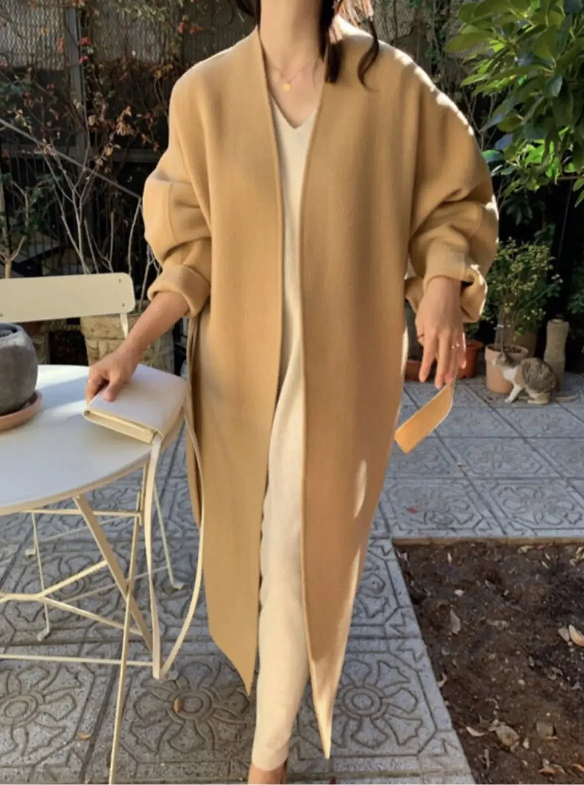 Manteau Kimono Long en Laine Original