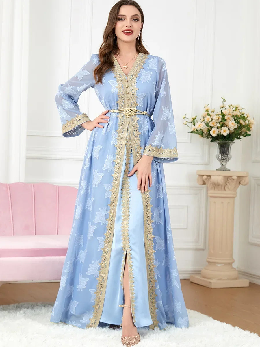 Abaya Kimono Bleue Haut de Gamme