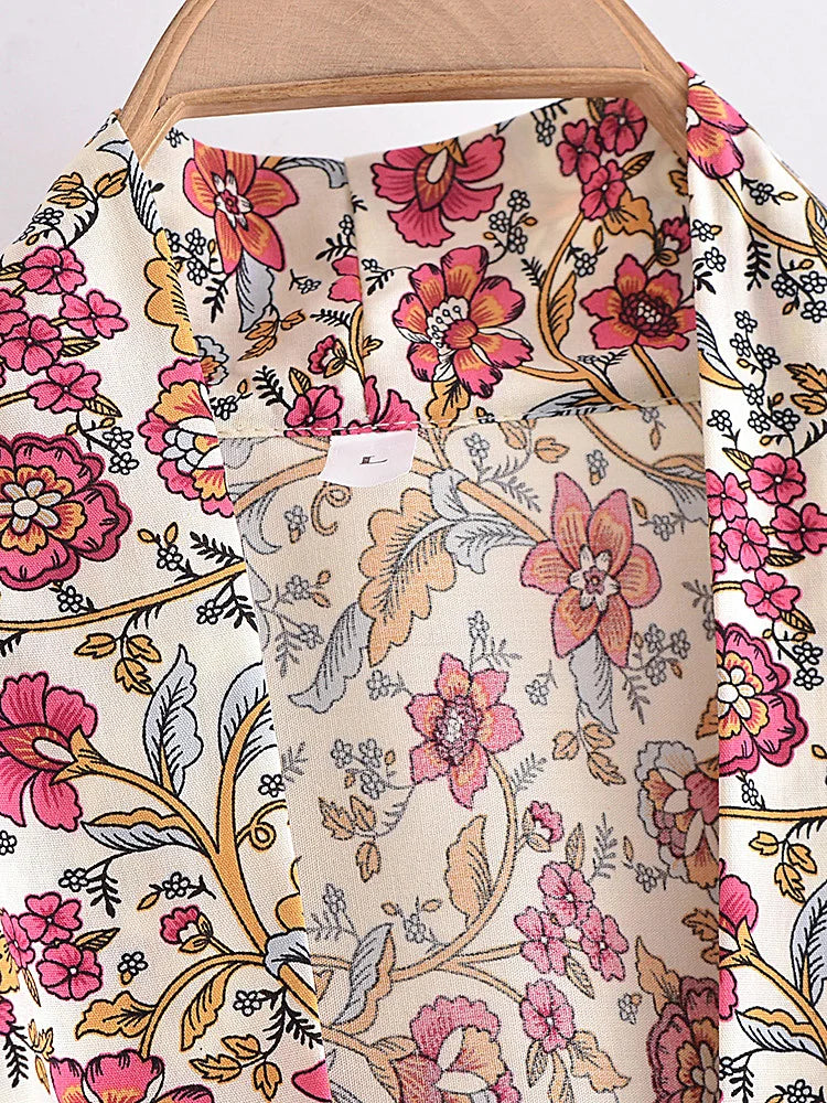 Kimono de Plage Court Rose élégant