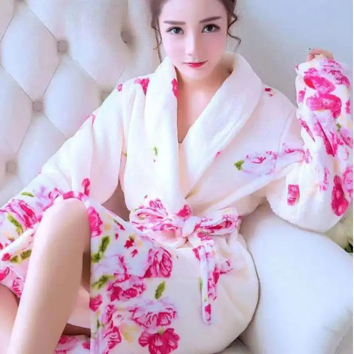 Peignoir Kimono en Flanelle Fleuri