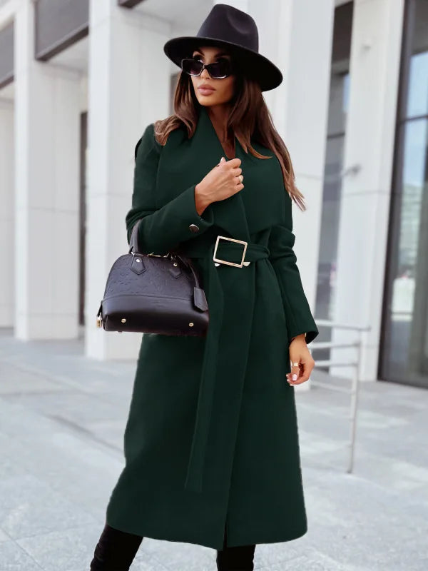 Manteau à Ceinture Style Kimono Vert