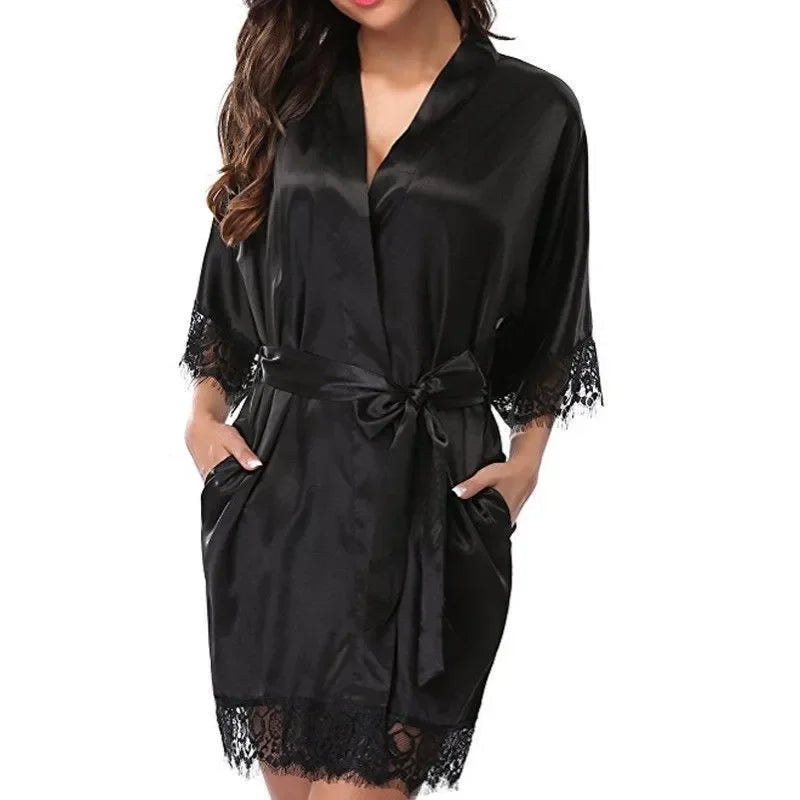 Peignoir Kimono Court Frange