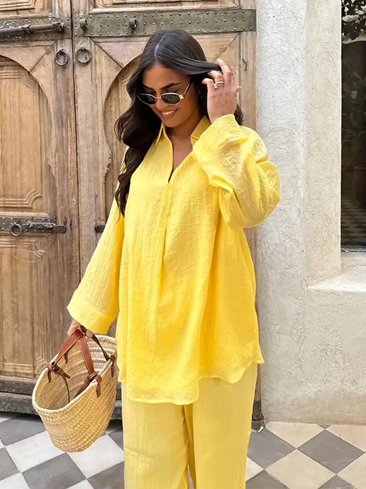 Ensemble Kimono Léger Jaune Confortable