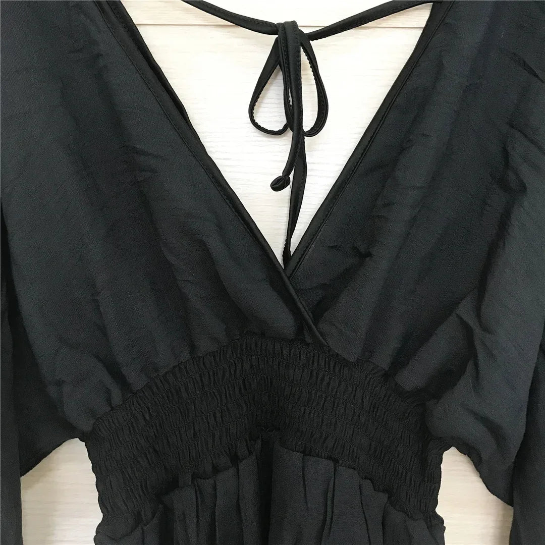 Robe de Plage Style Kimono noir