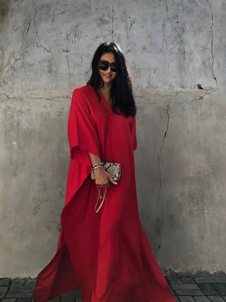 Robe Style Kimono Boho Minimaliste rouge