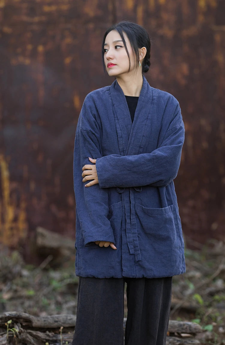 Veste Kimono Ample Confortable bleu