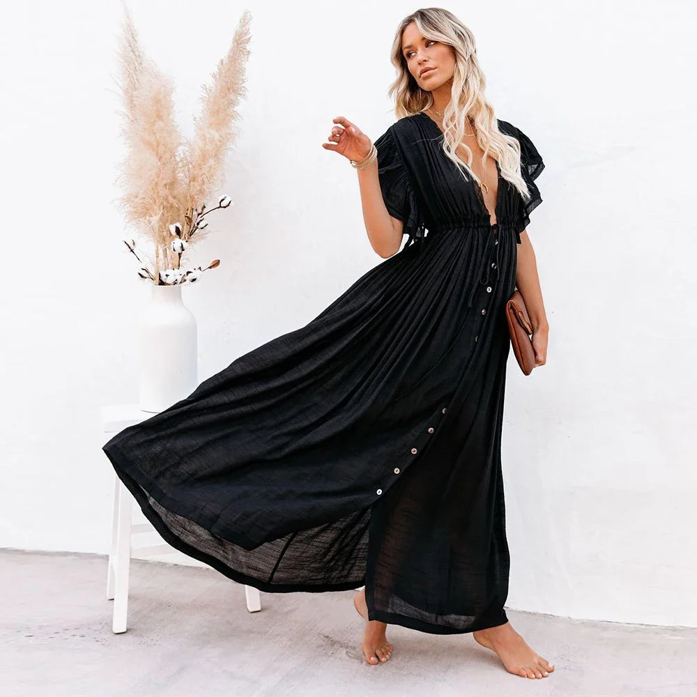 Robe Kimono de Plage Noire