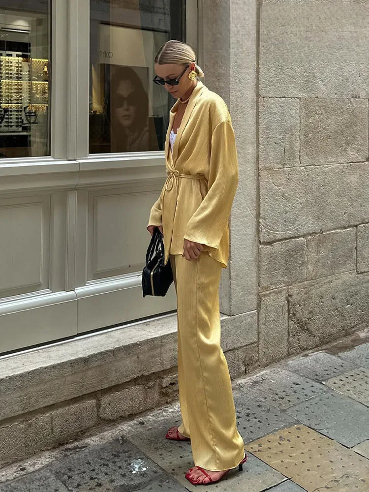 Ensemble Kimono Confortable Jaune Stylé
