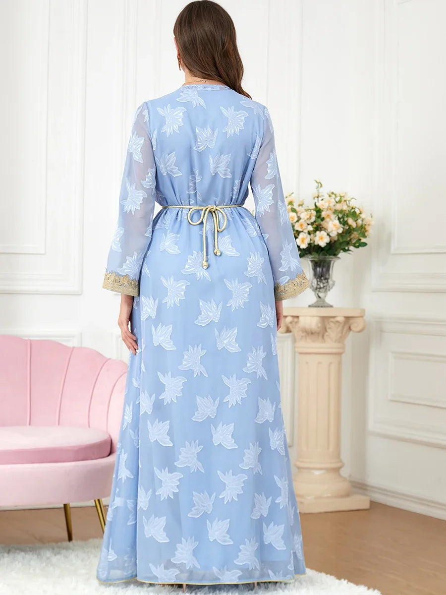 Abaya Kimono Bleue Haut de Gamme Léger