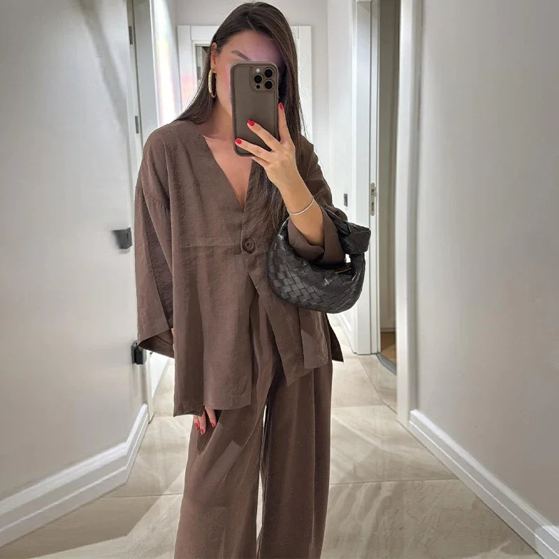 Ensemble Kimono en Coton Marron