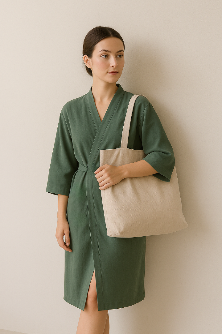 Robe Kimono Estival en Coton Vert