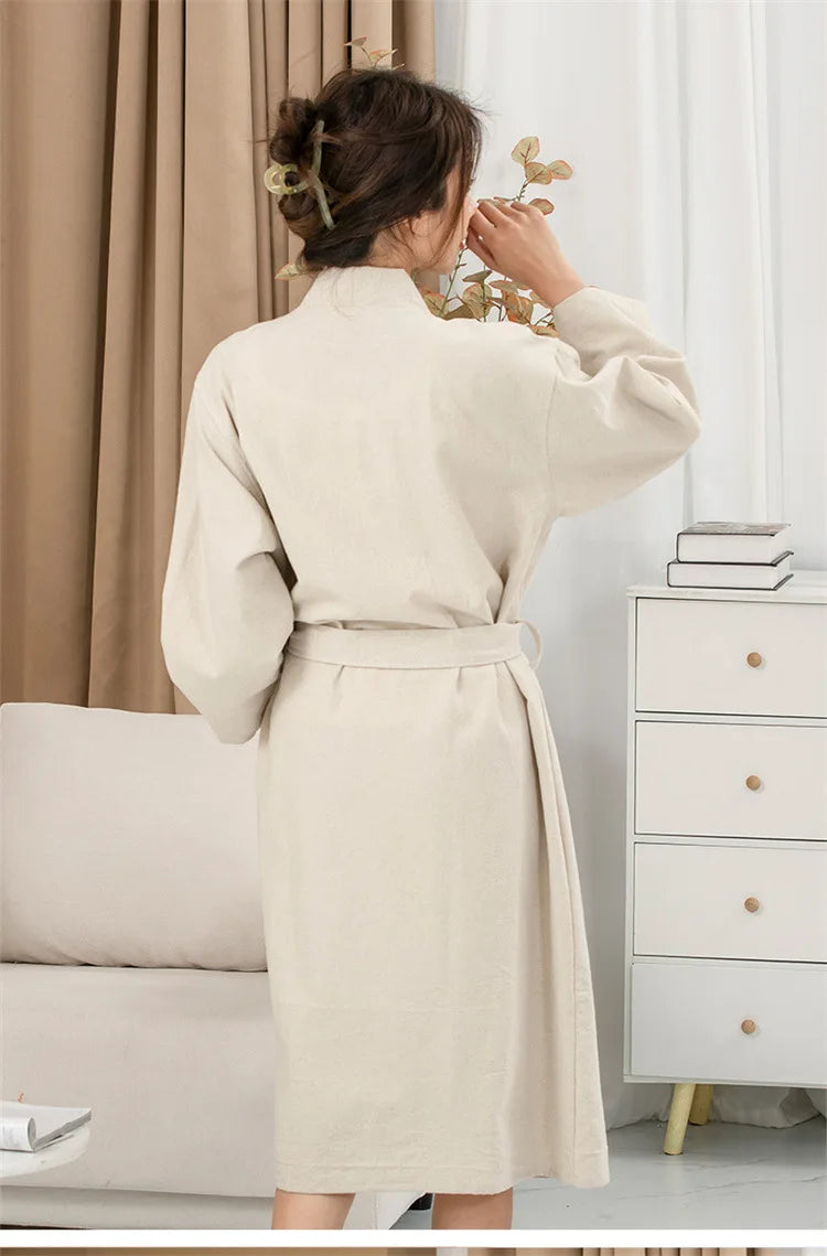 Peignoir Kimono en Coton et Lin élégant
