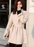 Manteau Court Beige Femme Laine