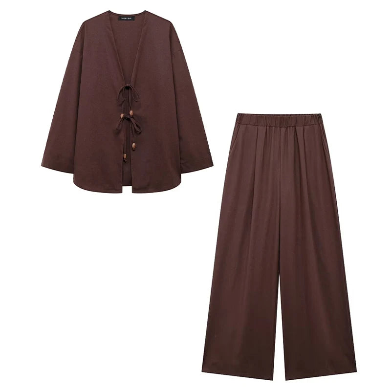 Ensemble Kimono d’Été Marron Confortable