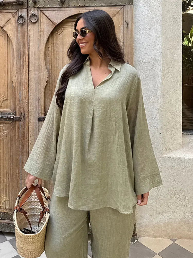 Ensemble Kimono Décontracté Vert