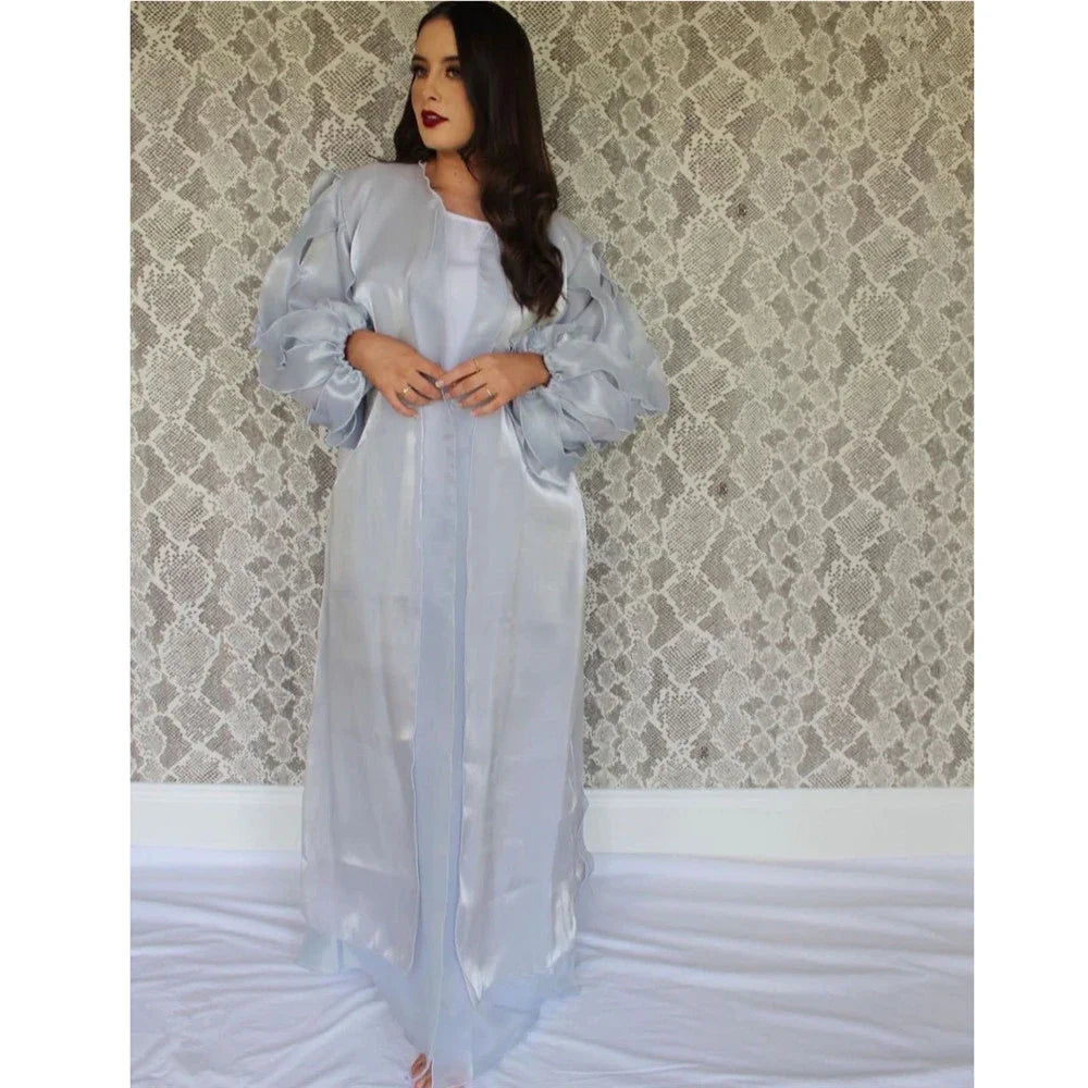 Kimono Abaya à Manches Stylées Gris