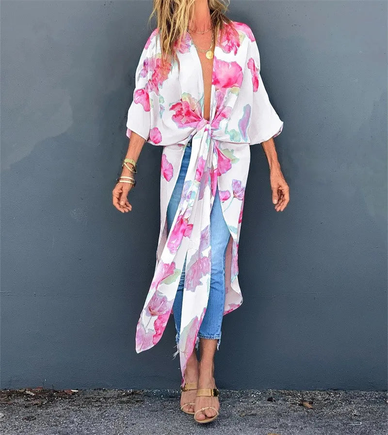Kimono Fleuri Rose