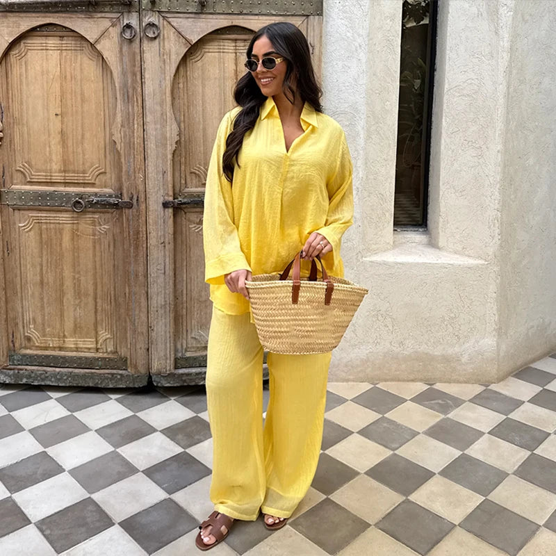 Ensemble Kimono Léger Jaune Cool